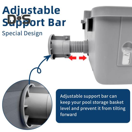 Poolside Storage Organizer with Hook Cup Holder Pool Storage Basket for Above Ground Pools Large Capacity Pool Accessories Holder for Most Frame