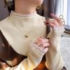 Lace edge knitted bottoming shirt for women's early autumn with gentle and simple high-end top semi-turtleneck sweater