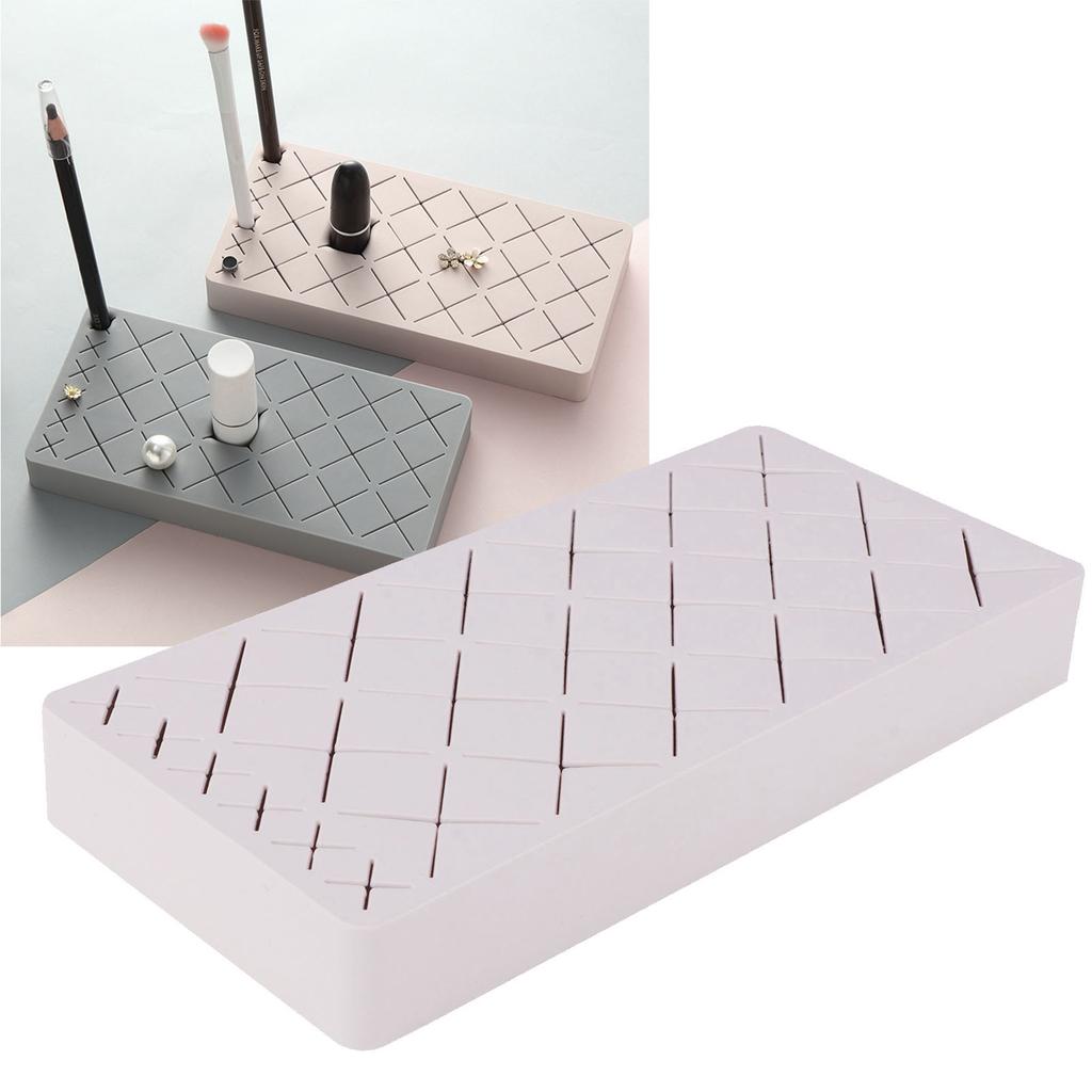 24 Slots Silicone Lipstick Organizer Makeup Cosmetics Holder Storage Box Display StandPink