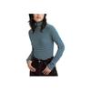 Levis High Collar Long Sleeve Striped Sweater Women Tops Blue Green A6888-0004