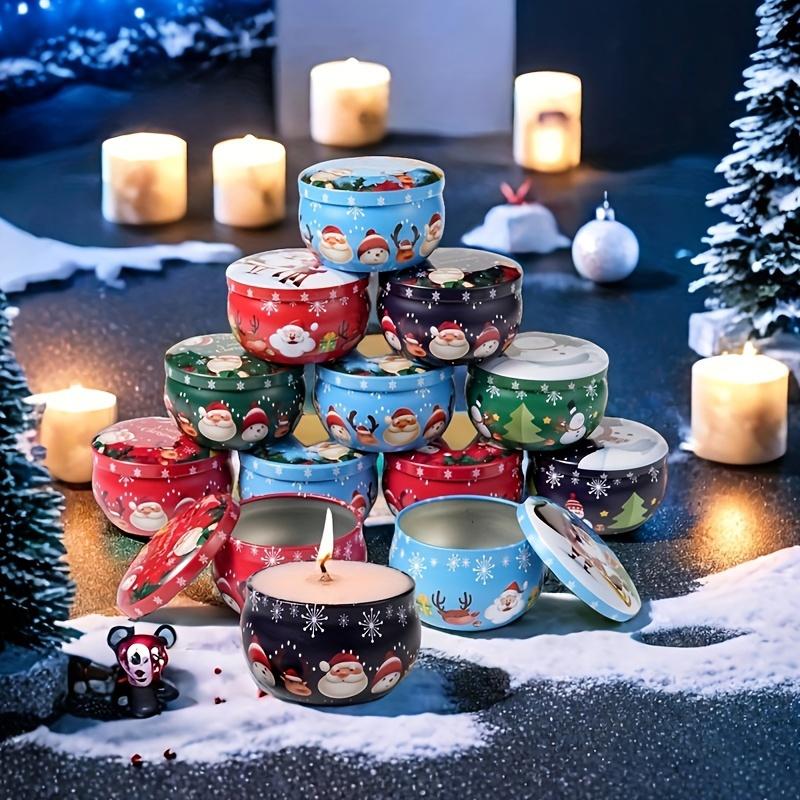 10 Stück Festliche Weihnachts-Kerzengläser - Metall-Blechdosen, 2,2 oz, Perfekt für Kerzenherstellung, Dekorationen, Party und Geschenkgläser