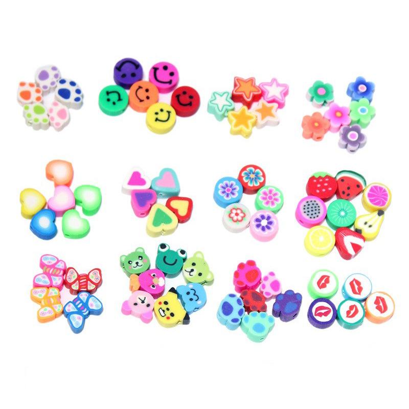Soft Pottery Pieces Beaded Diy Mobile Phone Chain Accessories Loose Beads Smiley Face Letters Animal Fruit Mixed Soft Pottery
