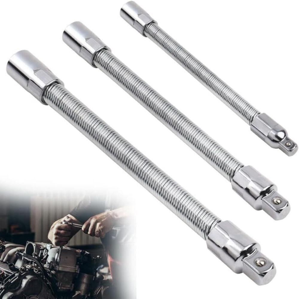 1/3Pcs Flexible Shaft Flexible Extension Bar Set High Torque Conversion Head Electric Wrench Socket Ratchet Wrench 1/4 3/8 1/2