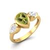 Pear Shape Peridot Gemstone Gold Plated 925 Sterling Silver Ring