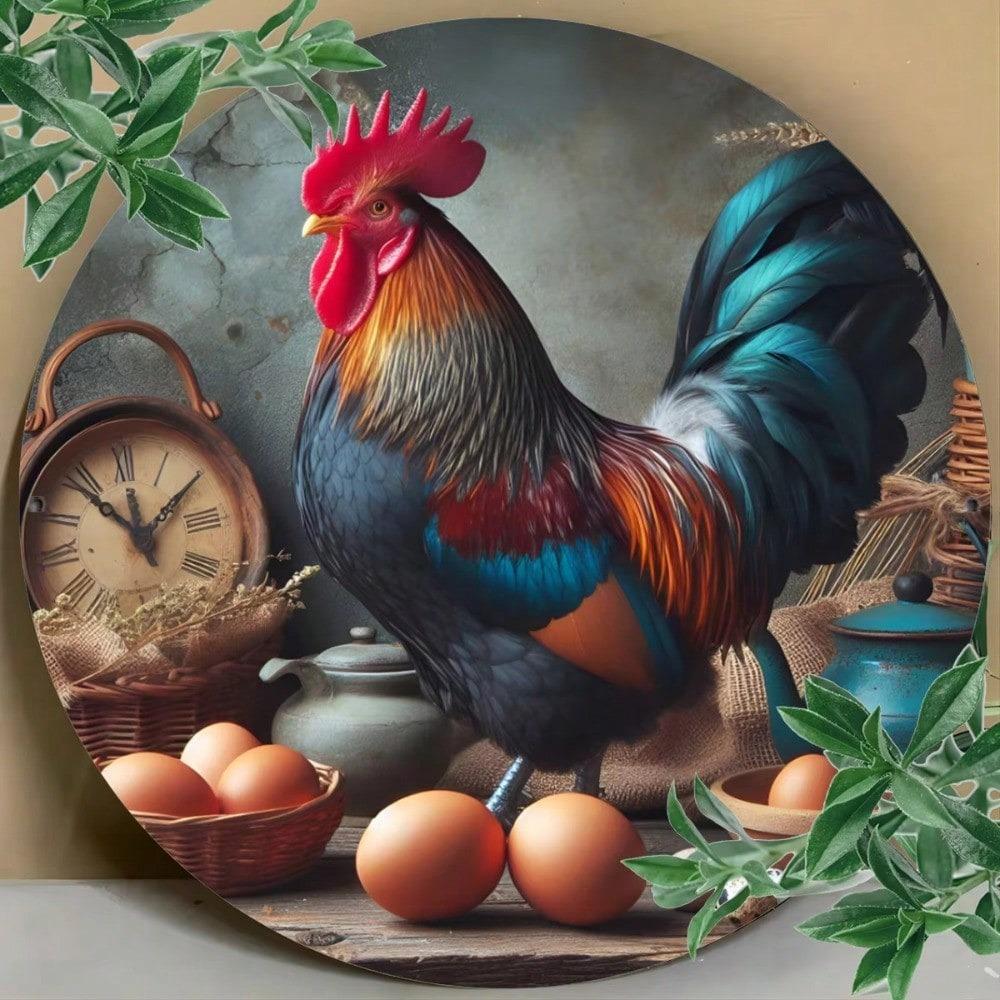 Vintage Metal Tin Sign Rooster Wall Art Home Decor Kitchen Office