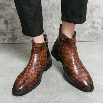 Botas Chelsea Marrom Pretas da Moda para Homens Biqueira Pontuda Zíper Botas de Cano Curto Masculinas de Negócios Botas Plataforma Designer Cavalheiro Frete Grátis
