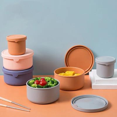 250/700ml Gemüsesalat Lebensmittelaufbewahrung Frischhalteschüssel Küche Silikon Bento Box mit Deckel Runde Frischhalte-Lunchbox