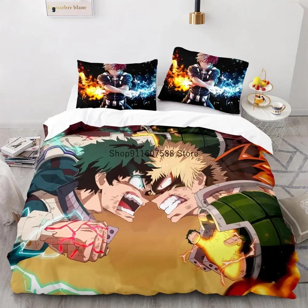 New Anime My Hero Academy Bedding Set Anime Characters Duvet Cover Set 3D Quilt Bed Set Queen King Size Boys Home Textile