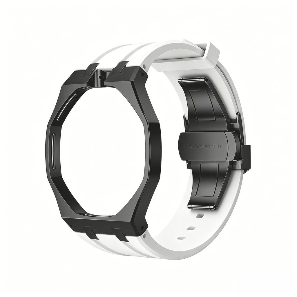 For Swatch X Royal Pop Stainless Steel Watch Case Wear Resist Silicone Sport Replacement Band for Sport Activities Daily Commute