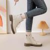 2026 Autumn Early Winter Genuine Leather Shoes Women Ankle Boots Soft Fashion Brand Ladies Party Shoes Plus Size 41 Beige Black