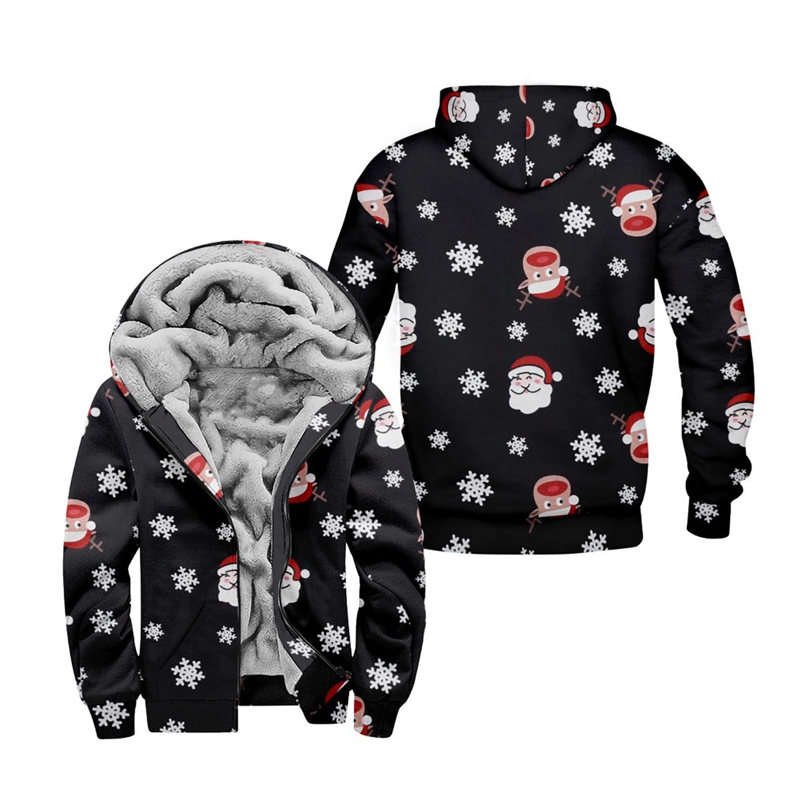 

Мужской индивидуальный повседневный свитер на молнии с длинным рукавом и принтом, толстый хлопковый костюм, зимний костюм L чёрный