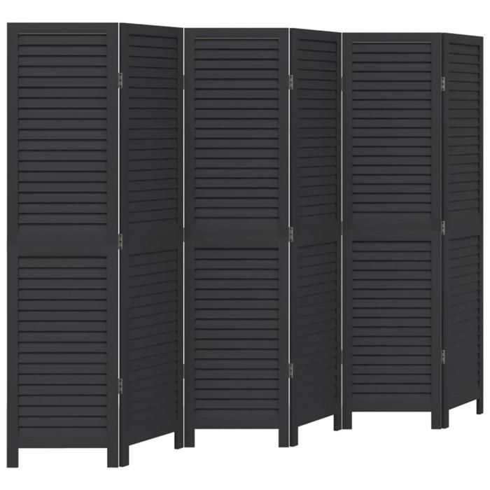 VidaXL Cloison de Séparation 6 Panneaux, Séparateur de Pièce, Écran d'Intimité, Paravent de Salon Chambre, Noir Bois de 358857