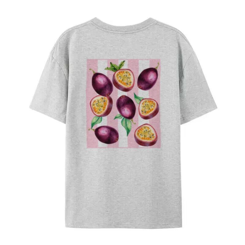 T-shirt Esthétique Rétro pour Femme Imprimé Fruit de la Passion au Dos T-shirt Mignon Fruit Tropical T-shirt Alimentaire Vintage Tops Mode d'Été Unisexe