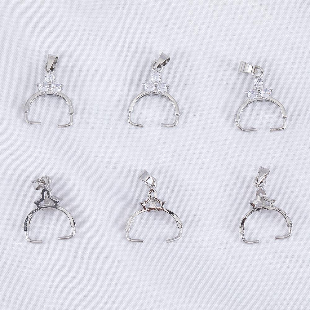 

14K Gold Plated Brass With Zircon Pendant Pinch Bail Melon Seed Buckle Necklace Making Accessories Bail Jewelry Jewelry Material 2pcs 15x24mm