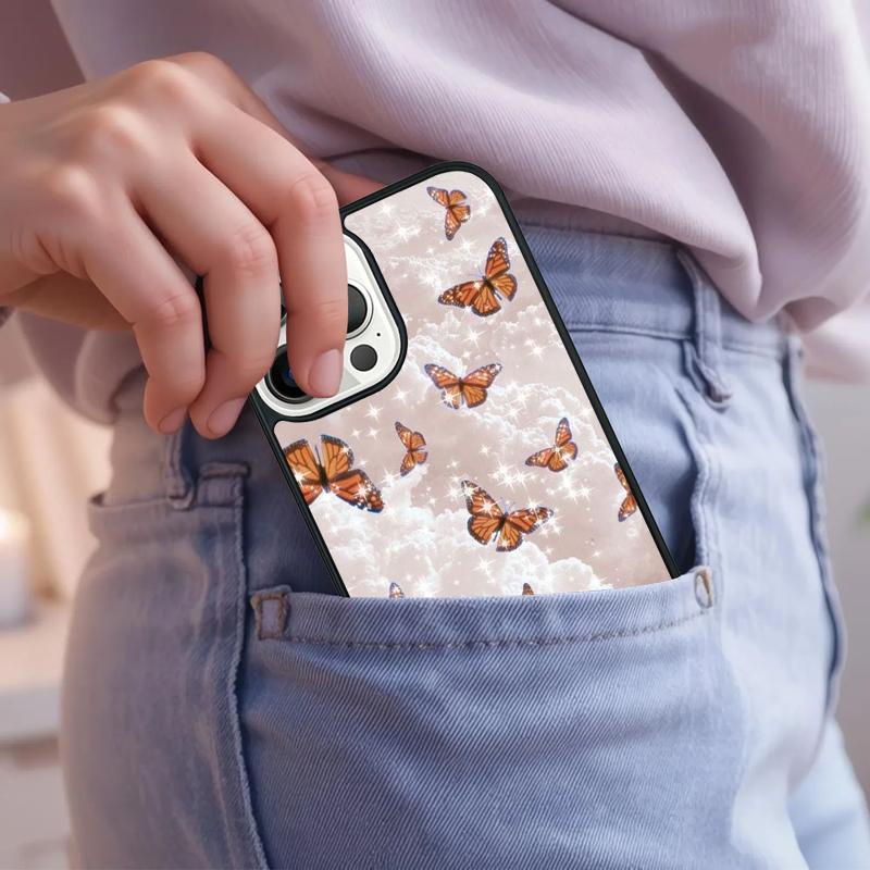 Cute Aesthetic Butterfly Phone Case For iPhone 17 Air 15 16e 14 13 Pro Max Coque 12 11 Pro Max PLUS cover