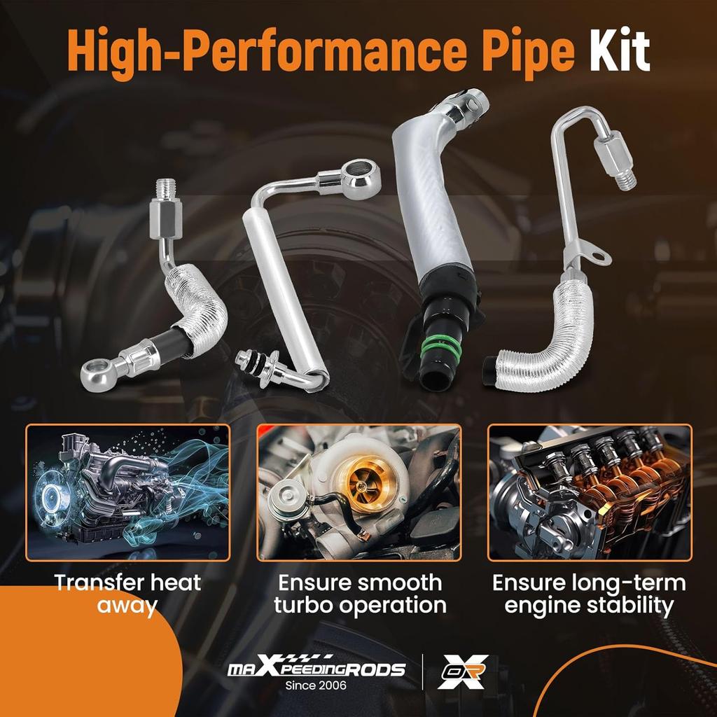maXpeedingrods Turbocharger Oil Return Drain & Oil Feed Pipe & Coolant Pipe Kit for Chevy Cruze 2011-2016, for Buick Encore 2013-2019, Trax
