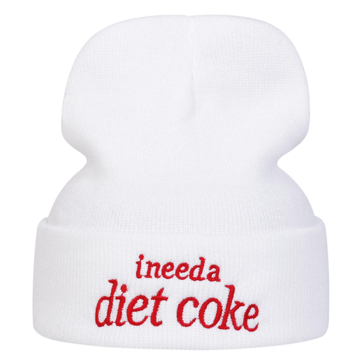 

Письмо INEEDA DIET COKE Вышитая вязаная шапка Мужская и женская уличная ветрозащитная шапка Хлопковые хип-хоп шапки Осенне-зимние шапки белый