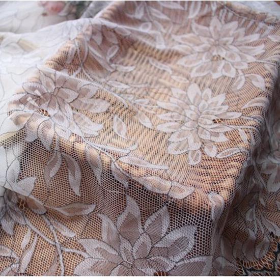 3 Meters Eyelash Lace Fabric,White Black Two-tone Eyelash Lace Trim Soft Red Skin Tone French Bilateral Flower Lace Fabric 150CM