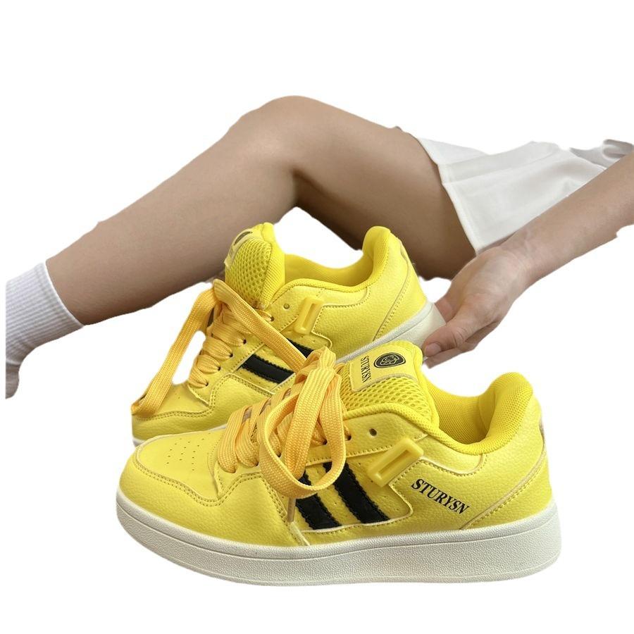 Niche yellow platform bread shoes versatile casual board shoes sports shoes