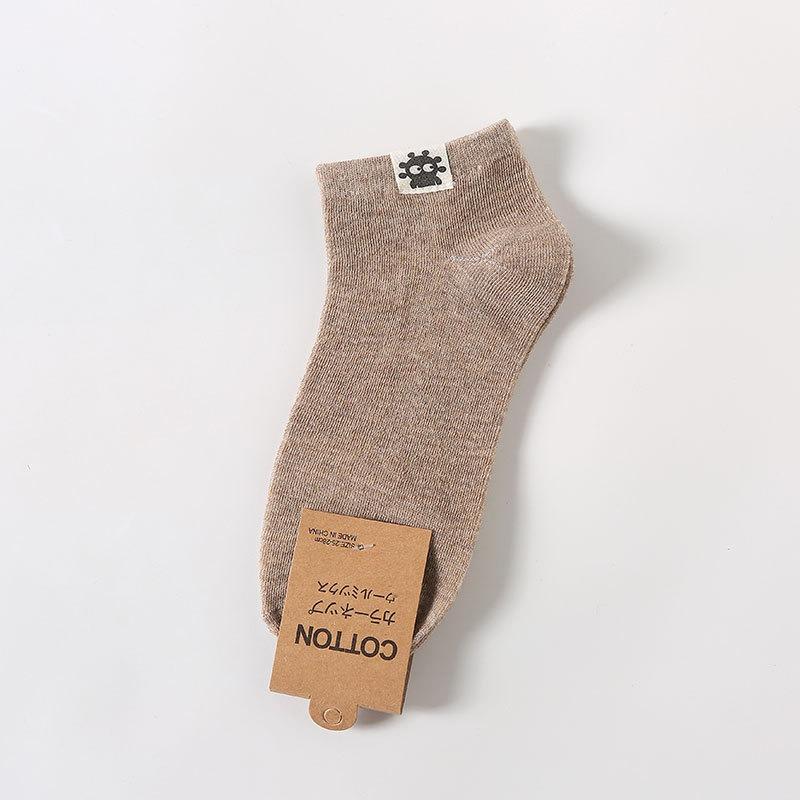 Men Spring and Summer New Retro Cotton Heel Cloth Paste Anti Drop with Solid Color Boat Socks