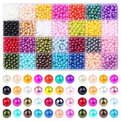 Perlen für Schmuckherstellung, 28 Farben, DIY-Set für Armbänder, Halsketten, Ohrringe, rund