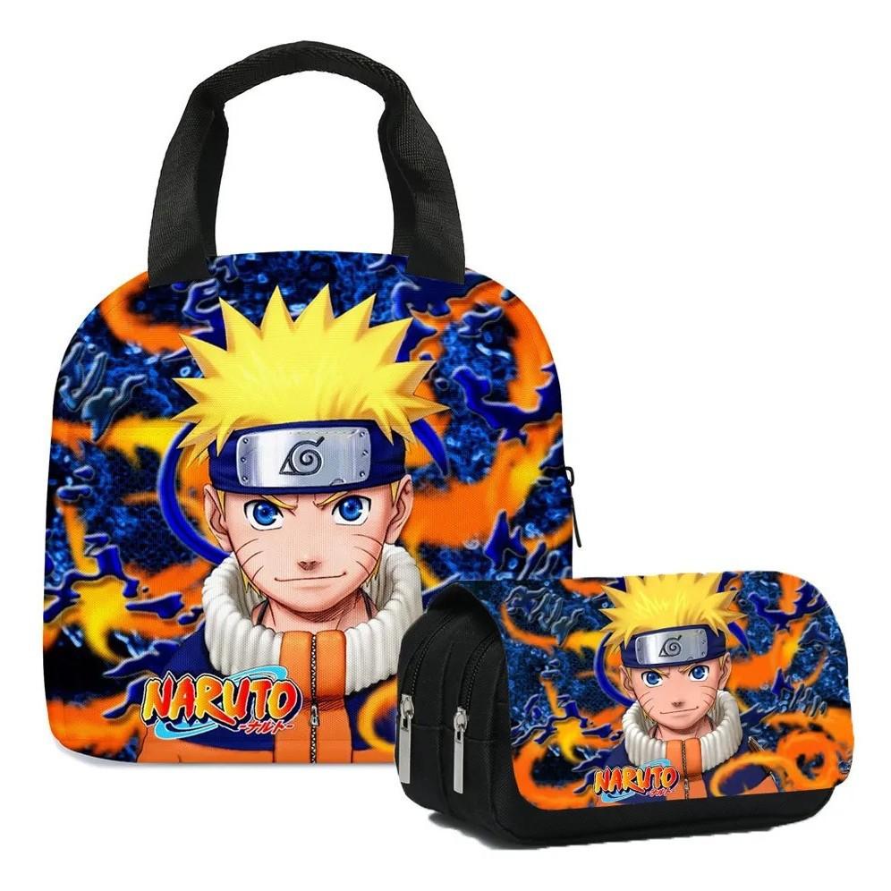 Naruto Lunch Bag Pencil Case Two-Piece Set, Primary And Secondary School Student Stationery Bag, Children'S Meal Bag Pencil Case