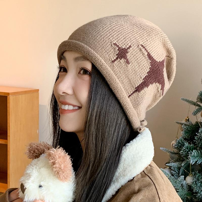 Winter Beanie Hats Scarf Set Women Warm Knitted Cap Female Neck Warm Thicken Fur Lined Lady Balaclava Mask Bobble Hats for Women