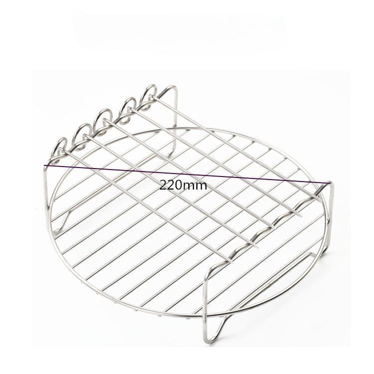 7Inch Air Fryer Rack Set Versatile Grilling Rack Double Layer Rack with Skewers Steaming Drain Oil Holder for Kitchen