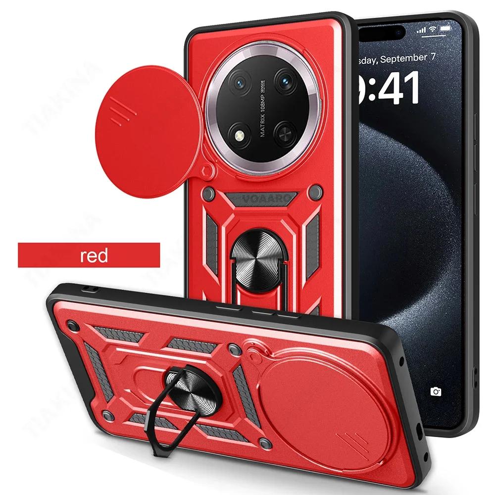 Slide Lens Armor Funda for Realme C61 4G India Case Magnetic Ring Stand Holder Cover for Realme Note 60 Narzo N61 4G Global Case