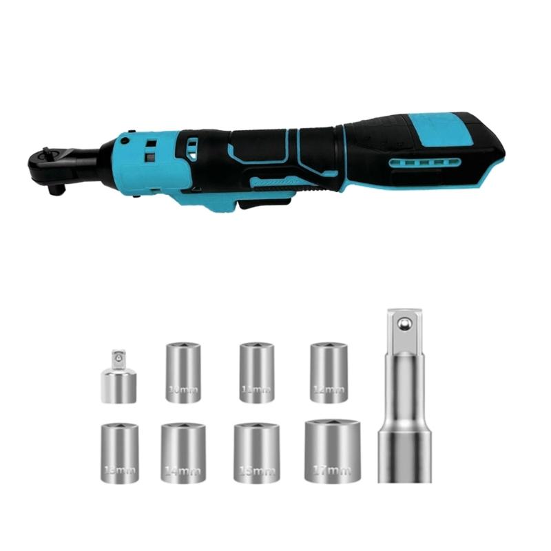 Cordless Electric Ratchet Wrench Set 400RPM Cordless Ratchet Wrench 3/8" 7 Sockets 1/4" Adapter Variable Speed