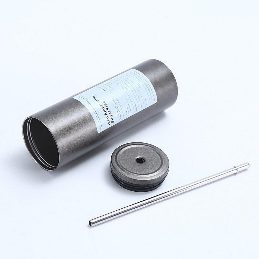 Termoska na kávu z nerezové oceli 304 s dvojitou vrstvou, chladicí slámka, přenosná, opakovaně použitelná, ledová, americká, láhev na vodu