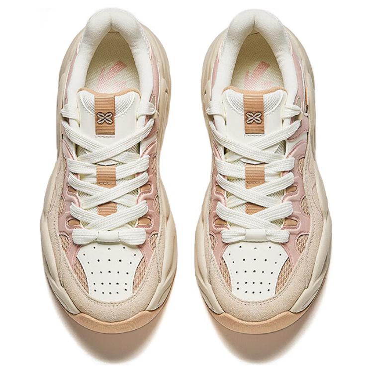 Anta Duo Duo Shoes Thick Sole Comfortable Non-Slip Wear-Resistant Low-Top Dad Shoes Women sneaker White Rice Pink 122528888R-2