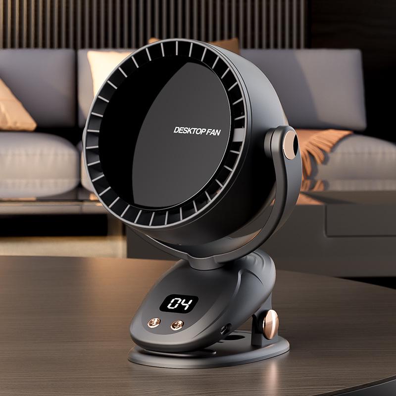 

Silent Leafless Mini Clip Fan with Automatic Oscillation and Circulation for Desktop or Dormitory Use Silent Low Noise, Clip-Stand, Smart Display