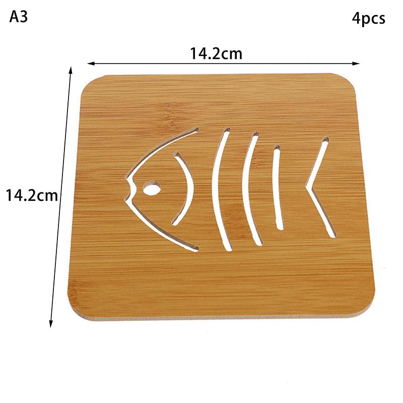 Hollow Out Wooden Coaster Kitchen Tableware Insulation Mats Thickened Anti Scalding Meal Anti Slip Pan Bowl Plate Pad
