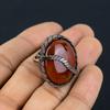 Gema Cornalina Roja Alambre de Cobre Envuelto Joyería Hecha a Mano Anillo Regalo Para Mujer Todas las Tallas
