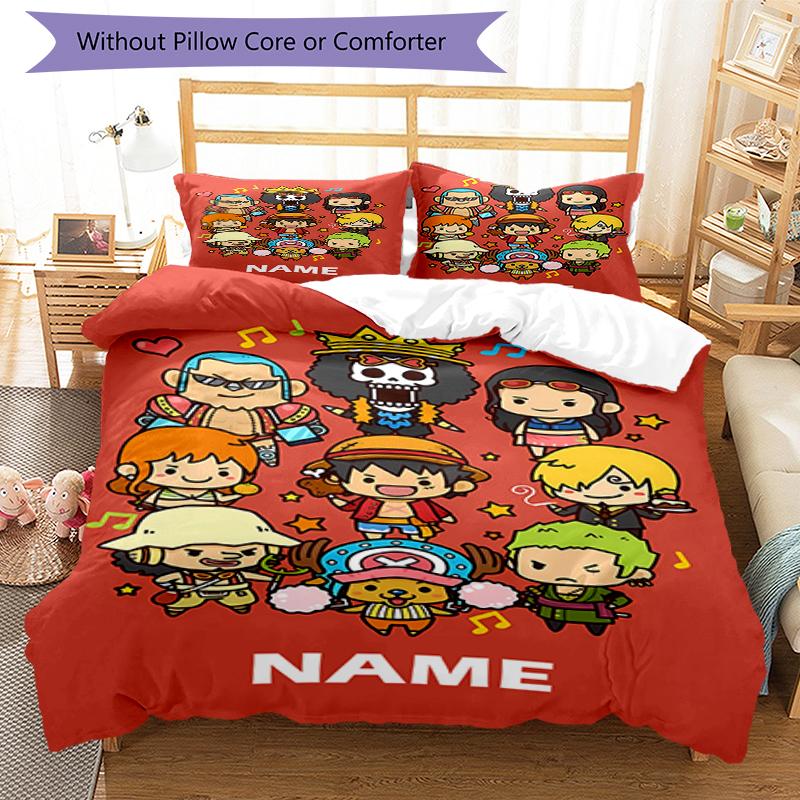 3pcs Custom Name One Piece Bedding Set Duvet Cover Closure Includes 1 Duvet Cover & 2 Pillowcases, Soft and Comfortable for All Seasons.