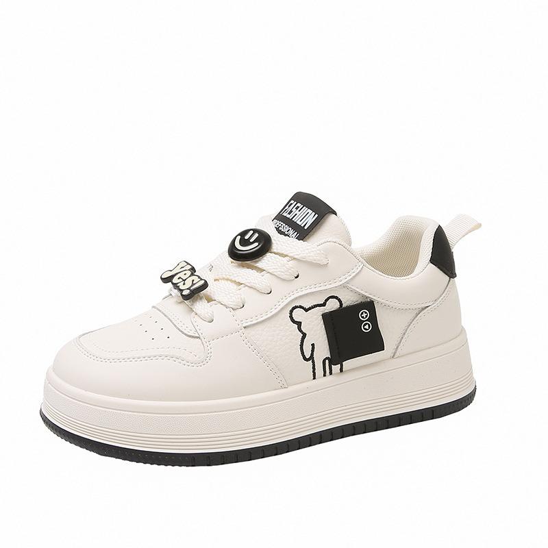 Leather little white shoes women's shoes spring new thick-soled heightening board shoes student versatile casual sports shoes