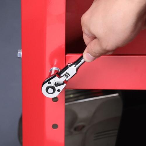 WORKPRO Ratchet Handle, Ratchet Wrench, Socket Wrench, 6.35mm Drive, Swivel Head, 4-Level Adjustment, Easy Direction Switching, Quick Release Button,