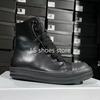 R-o Luxury Men Sneaker Black Leather High Top Shoe Women Boots Jumbo Laces Casual Shoes Black Cowhide Sneakers Ankle Boot