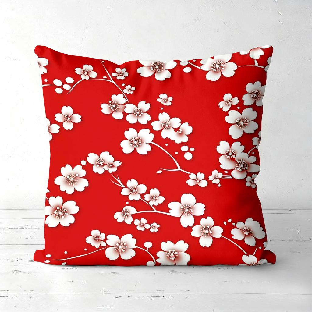 Set of Vintage Red Floral Throw Pillow Covers Pattern Cushion Cover Suitable for Sofa Bedroom Car Pillow Cover