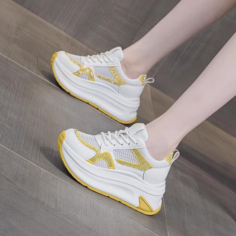 Thick-soled transparent net women's new single net casual fashion lightweight versatile small fragrant style sports dad shoes
