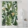 1pc Tropical Leaf Print Shower Curtain - Privacy Bathroom Barrier & Home Decor with Hooks, All-Season Polyester Fabric