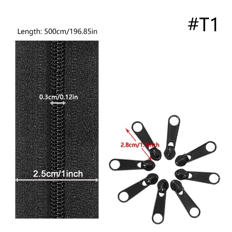 Zippers Repair Kits #3 #5 Sewing Zippers Nylon Coil Zippers for DIY Sewing Craft Clothes Bag Purse Making Supplies