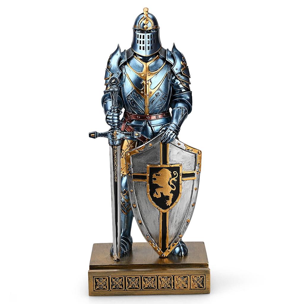 HDMbigmi Kingsguard Ornament Ritterstatue Schreibtisch Tischplatte Zubehör Stifthalter Stiftehalter Briefbeschwerer für Büro und Zuhause (blau)
