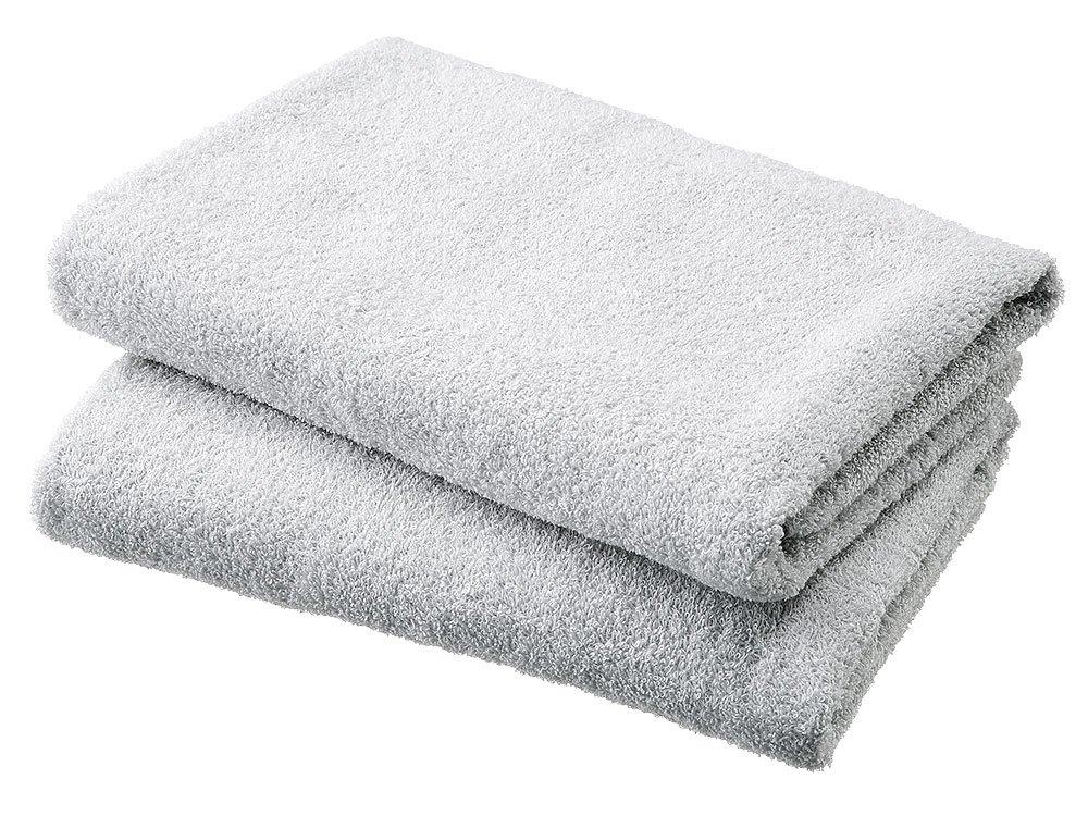 

Set of 2 Large Japanese-Made Senshu Bath Towels (Approx. 70 x 140cm), Light Gray, for Hotels