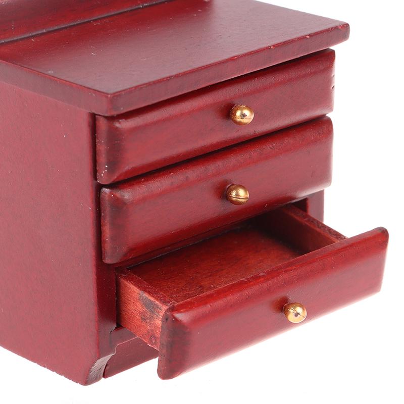 1/12 Dollhouse Miniature Wooden Bedside Cabinet Model Furniture Accessories