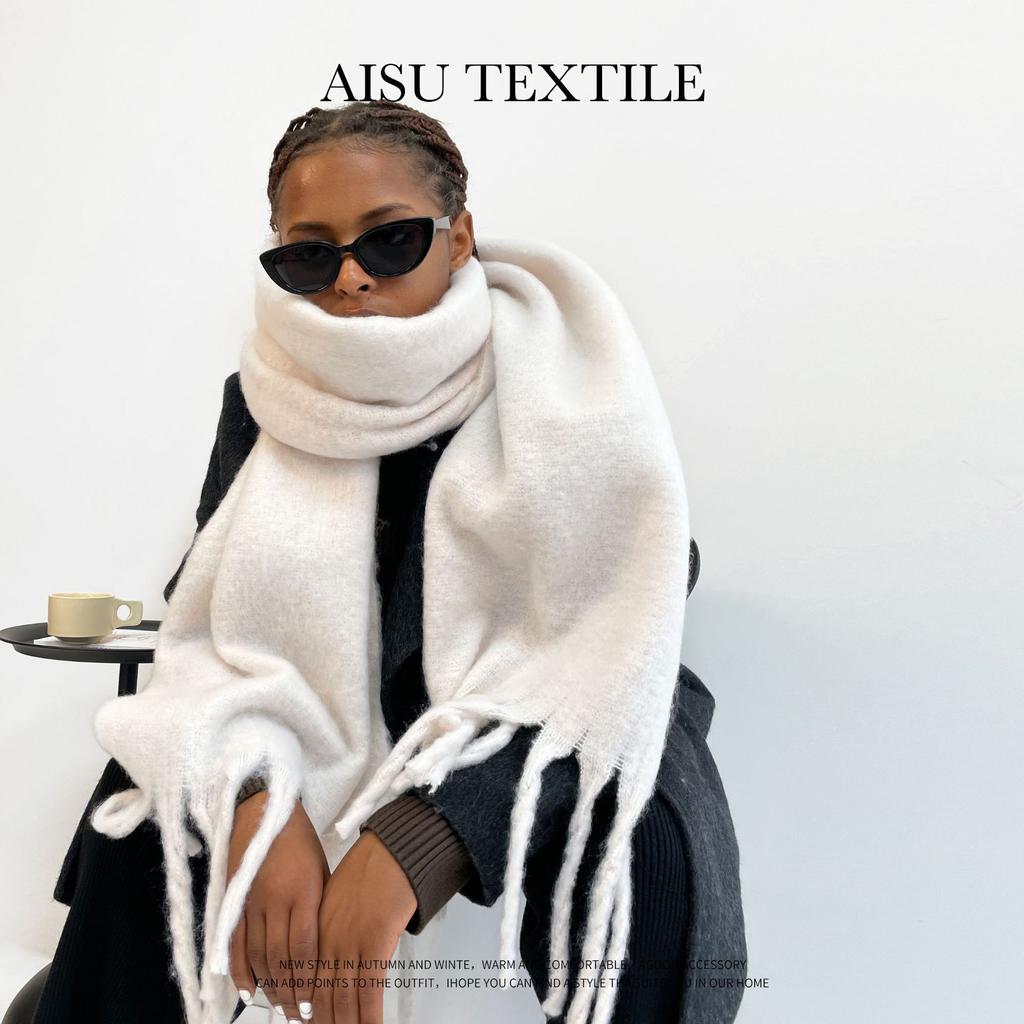 Solid color mohair vacuum packaging autumn and winter warm scarf shawl