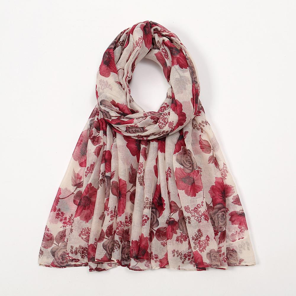 

Fashion Women Brand Viscose Scarf Retro Aztec Floral Voile Hijab Shawls and Wraps Female Foulards Echarpe Designer 180*85Cm