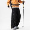 CLOR Men's Hiking Softshell Tactical Pants Autumn Winter Loose Wide Leg Multi-Pocket Paratrooper Straight Work Pants CL110 Black 4XL