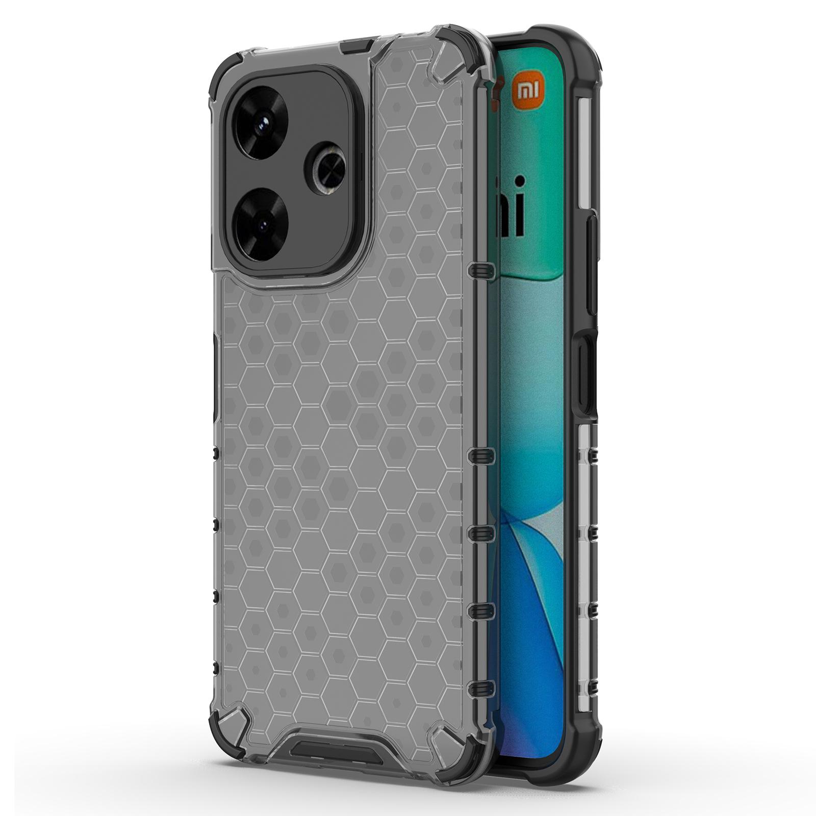 

For Xiaomi Redmi 13 5G/13 4G Case Honeycomb PC+TPU Hybrid Phone Cover Black